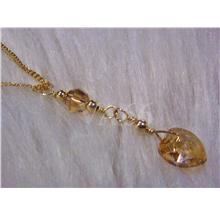 14K Gold Swarovski Crystal Necklace Suasa Wire Wrapped Col