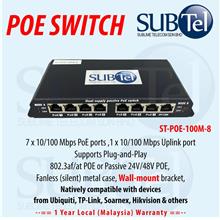 ST-POE-100M-8 SUBTel POE Switch 8 port 802.3af Ubiquiti Mikrotik