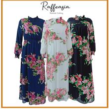 JUBAH ROSE FLORAL DRESS RAFFEASIA MUSLIMAH FASHION DESIGN MODERN