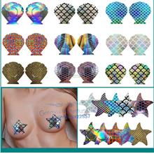 Laser Holographic Seashell Starfish Glitz Nipple Cover-Intimate Wears