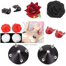 BDSM Bondage-Metal Spike-Red Devil-Stud Star-Roses-Hands-Nipple Cover