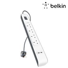 BELKIN 4-SOCKET SURGE PROTECTOR WITH 2-PORT USB 2M (BSV401SA2M)