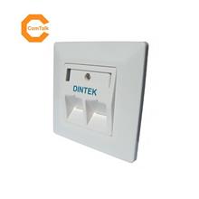 Dintek 2 Port UK Angle Type Faceplate with Shutter