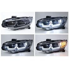 Honda Civic FC 16- Projector Head Lamp with Crystal Bar &amp; Sequantial S