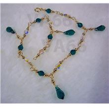 14K Gold Filled Swarovski Crystal Suasa Anklet Teardrop Emerald
