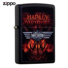 Black Matte Harley Davidson Fire Flame 218-084104 Zippo Lighter
