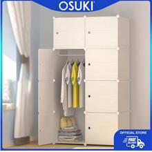 OSUKI Living Cabinet Wardrobe 8 Cubes With 1 Hanger (Wood White)