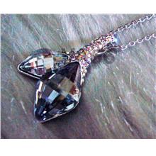 Crystal Necklace 18K Black Diamond n Clear Crystal Gift Birthday