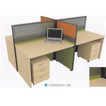 Cluster of 4 Pax Office Table workstation partition model 30B