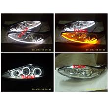 Ford Fiesta 09 6-CCFL Projector Head lamp Chrome 2-Function DRL