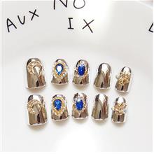 Nails 24 Pieces Black Dark Shades Marble Stylish Logo Design