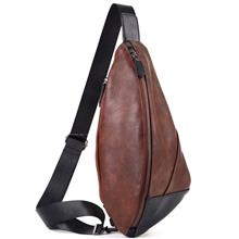 Leather Chest Beg Cross Body Bag Casual Men Sling Smooth Zipper Changeable Sid