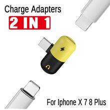 2 in 1 Dual Lightning USB Charging Cable Adapter For iphone X 7 8 Plus Headpho