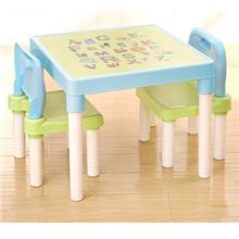 Kids Premium Plastic Kid Study Playing Dining Table &amp; 2 Chairs (Blue)