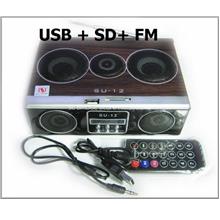 SU-12 remote reader lithium wooden insert U disk mini stereo speaker