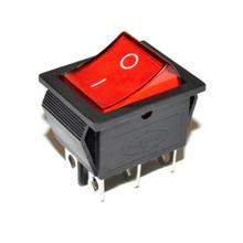 6-Pin KCD4-202N On/Off Rocker Switch DPDT 16A/250V With LED (Red)