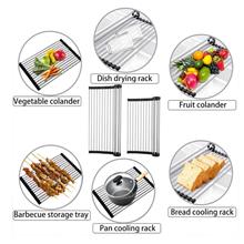 Roll-up Dish Drying Rack Foldable Stainless Steel Over