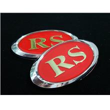 [Buy1Free1] Rs Red Oval 3D Trunk Chrome Badge Emblem Logo Fender Ch 2