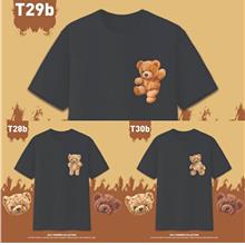 BEAR Small Design Ins Fashion Unisex Round Neck 100% Cotton T-shirt