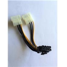 2x 4 Pin IDE Molex to 8 pin PCIE PCI Express Cable PCI-E