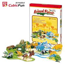 Cubicfun 3d puzzle paper jigsaw Animal Forest model diy toys for kids