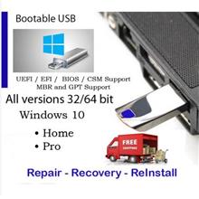 USB 8GB Windows 10 All Versions 32 &amp;amp; 64 bit - Reinstall Repair Recove