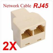 2 X New RJ45 CAT 5 6 LAN Ethernet Splitter Connector Adapter PC