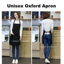 Unisex Black Oxford Apron with Front Pockets Neck Strap 2386.1