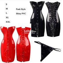 Corset,Overbust Shiny PVC Dress Sexy Rock Cosplay Colombian Corpete