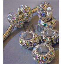 4p Tibetan silver Separators Diamond AB Bead Fits European Bracelets