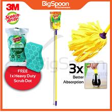 3M SCOTCH-BRITE Rayon Yellow Strip Mop Full Set/Refill Super Absorbent