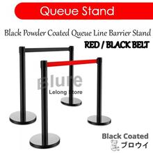Black Power Coating Queue Up Stand Retractable Belt Barrier Q-Up Pole
