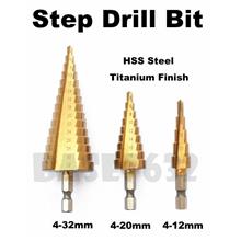 HSS Steel Step Cone Drill Titanium Bit Hole 4mm-12/20/32mm 1938.1  