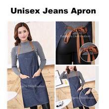 Unisex Jeans Denim Apron Adjustable Neck Strap w/ Front Pockets 2634.1