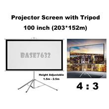 100 inch 2*1.5m Foldable Projector Screen w/ Tripod Stand 4:3 2229.1