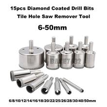15pcs Diamond Coated Tile Hole Opener Tool Drill Bit 6-50mm 2249.1