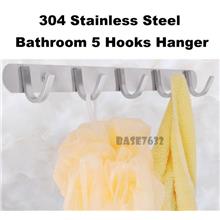 304 Stainless Steel 5 Hook Bathroom Cloth Wall Mount Hanger 2247.1