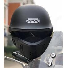 DOT Half Helmet Motorcycle Retro Locomotive Detachable Mask Matt
