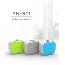 Authentic PINENG PN-501 PN501 Dual USB Travel Charger Adapter ~2.1A