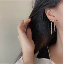 1Pair Korean Styles Multi Zircon Bow Ribbon Earrings Women Piecing Ear