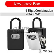 Key Lock Box Wall Mount with Hook 4-Digit Combination Key Storage