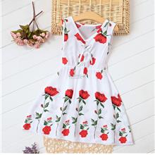 Cotton Silk Rose Flower Dress