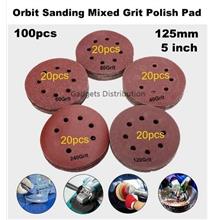 100pcs 5 inch 125mm 8holes Orbit Sanding Disc Paper 40-240 Grit 2636.1