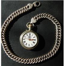 Vintage Roskopf Patent (black) pocket watch with 925 silver chain