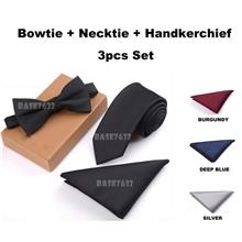 3pcs Man Men Elegant Necktie Bowtie Bow Tie Handkerchief Set 2196.1 