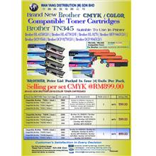 Brand New BROTHER TN345 CMYK/COLOR Compatible Toner Cartridges