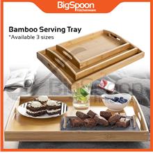 BIGSPOON Japanese Style Bamboo Serving Tray With Handle Bed Tray