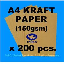x200pcs A4 BROWN KRAFT PAPER (150gsm) for Design Printing Arts & Craft