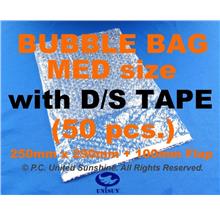 x50 pcs A4 Size BUBBLE WRAP BAG w D/S TAPE 390mm(290+100 FLAP) x 250mm