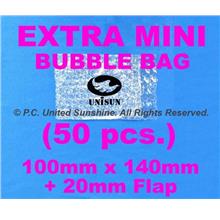 x 50 pcs. EXTRA MINI BUBBLE WRAP BAG 160mm (140mm+20mm FLAP) x 100mm